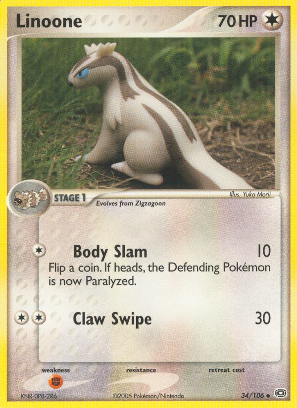 Linoone 34/106 Pokémon EX Emerald (2005) English card — catalogue reference