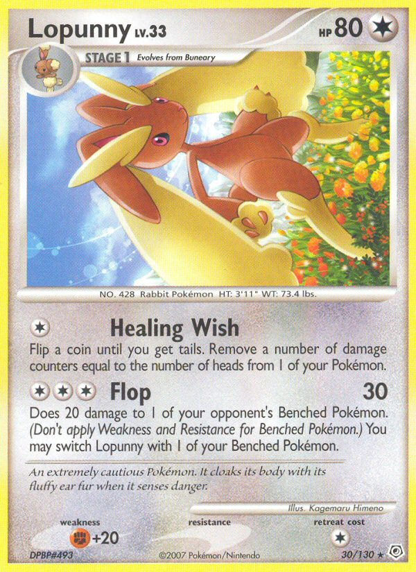 Lopunny 30/130 Pokémon Diamond & Pearl (2007) English card — catalogue reference