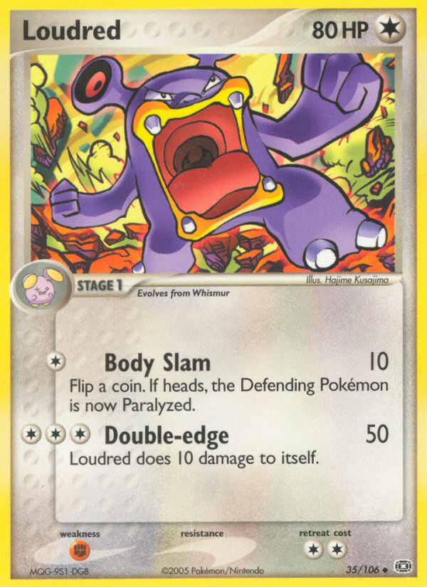 Loudred 35/106 Pokémon EX Emerald (2005) English card — catalogue reference