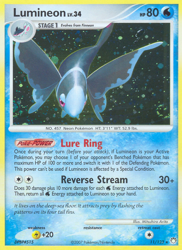 Lumineon 11/123 Pokémon Mysterious Treasures (2007) English card — catalogue reference