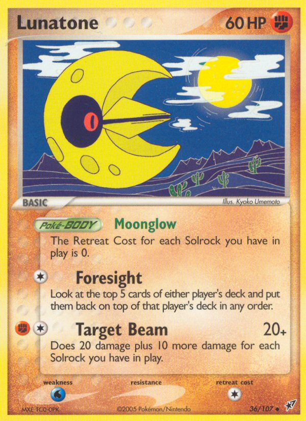 Lunatone 36/107 Pokémon EX Deoxys (2005) English card — catalogue reference