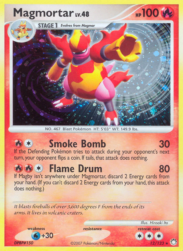 Magmortar 12/123 Pokémon Mysterious Treasures (2007) English card — catalogue reference