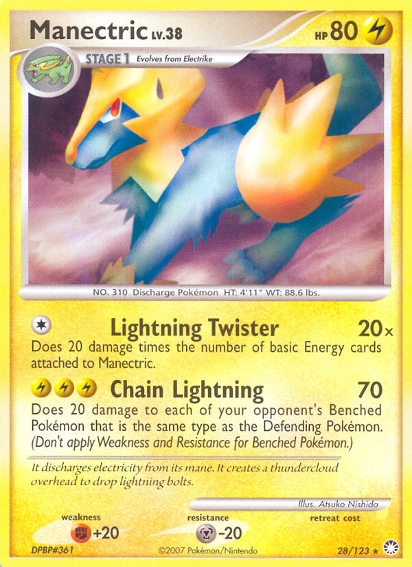 Manectric 28/123 Pokémon Mysterious Treasures (2007) English card — catalogue reference