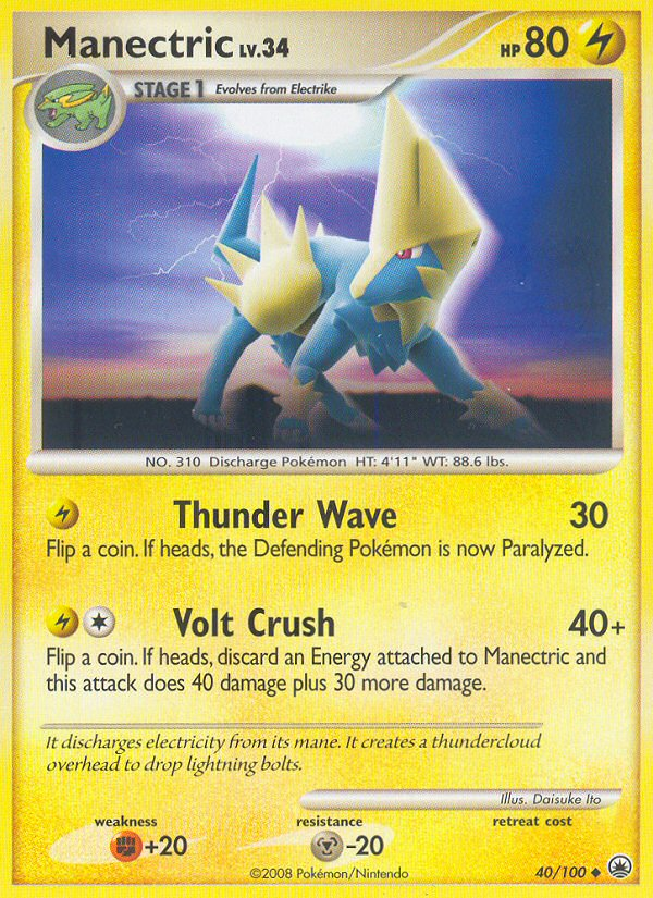 Manectric 40/100 Pokémon Majestic Dawn (2008) English card — catalogue reference