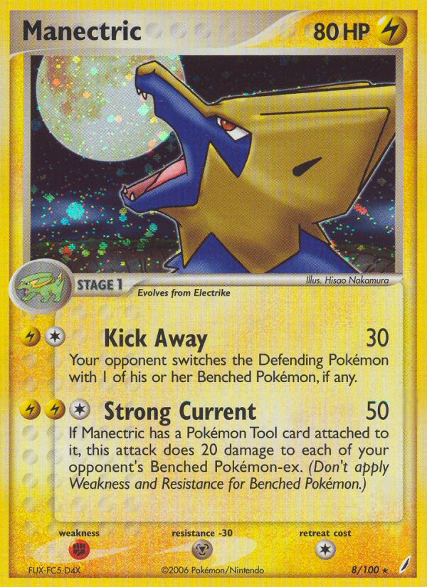 Manectric 8/100 Pokémon EX Crystal Guardians (2006) English card — catalogue reference
