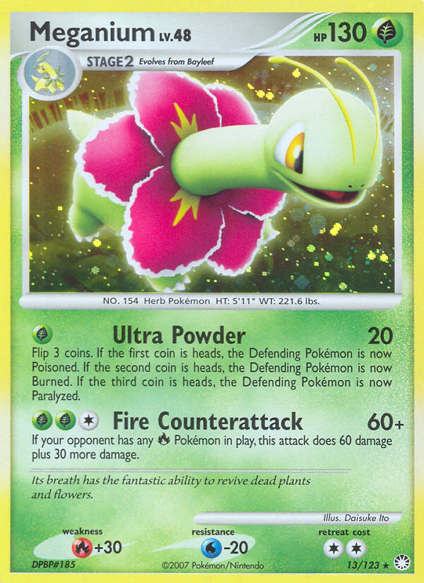 Meganium 13/123 Pokémon Mysterious Treasures (2007) English card — catalogue reference