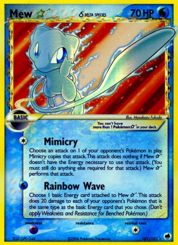 Mew ★ δ 101/101 Pokémon EX Dragon Frontiers (2006) English card — catalogue reference
