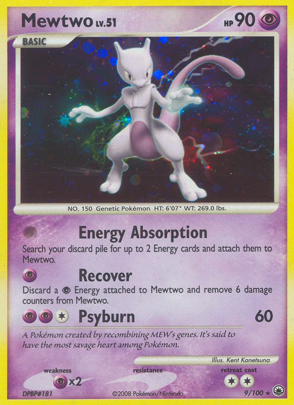 Mewtwo 9/100 Pokémon Majestic Dawn (2008) English card — catalogue reference
