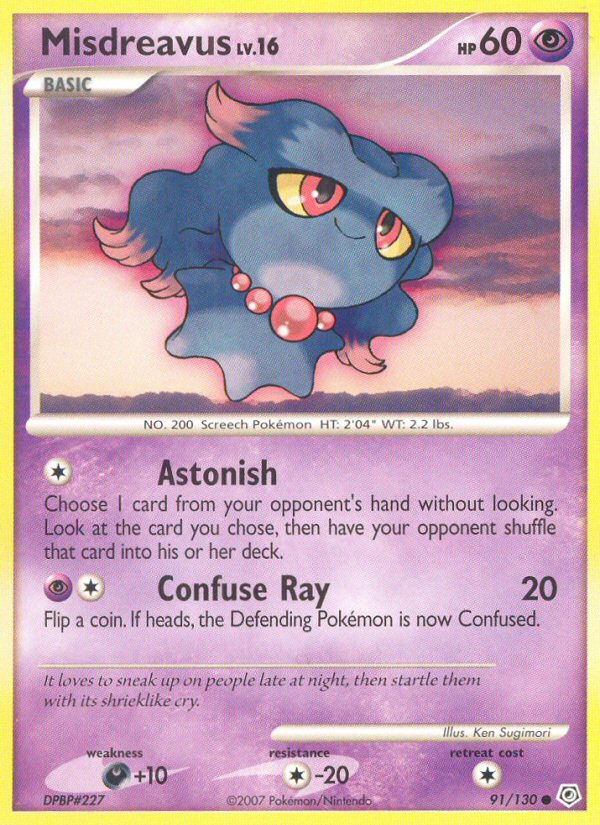 Misdreavus 91/130 Pokémon Diamond & Pearl (2007) English card — catalogue reference
