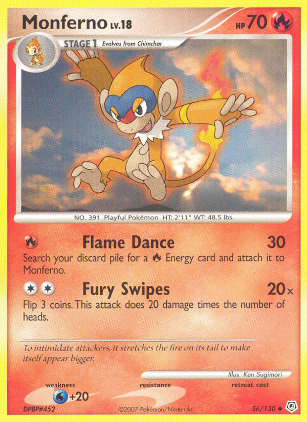 Monferno 56/130 Pokémon Diamond & Pearl (2007) English card — catalogue reference