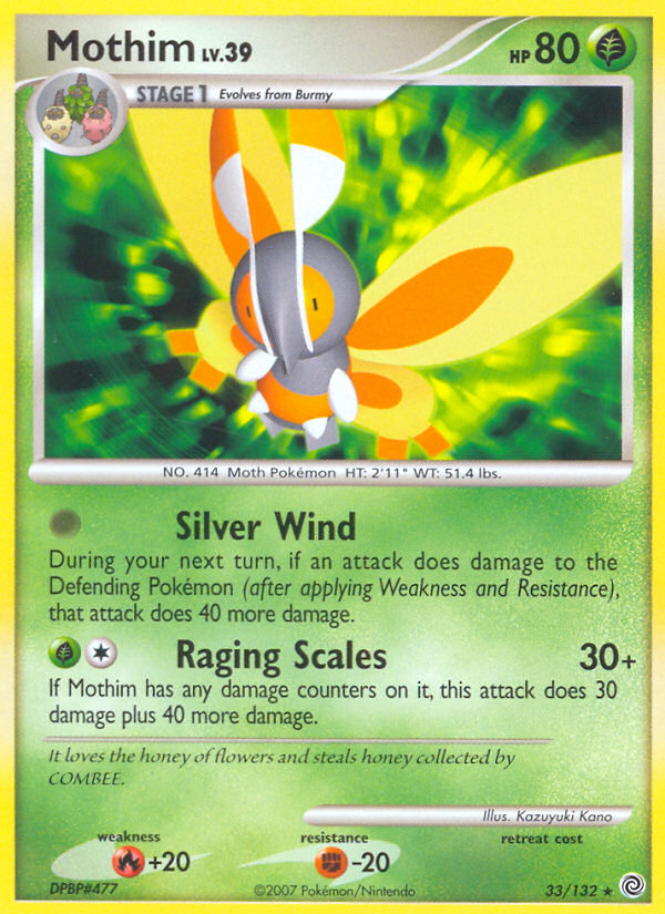 Mothim 33/132 Pokémon Secret Wonders (2007) English card — catalogue reference