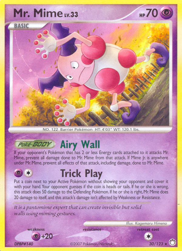 Mr. Mime 30/123 Pokémon Mysterious Treasures (2007) English card — catalogue reference