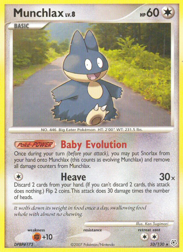 Munchlax 33/130 Pokémon Diamond & Pearl (2007) English card — catalogue reference