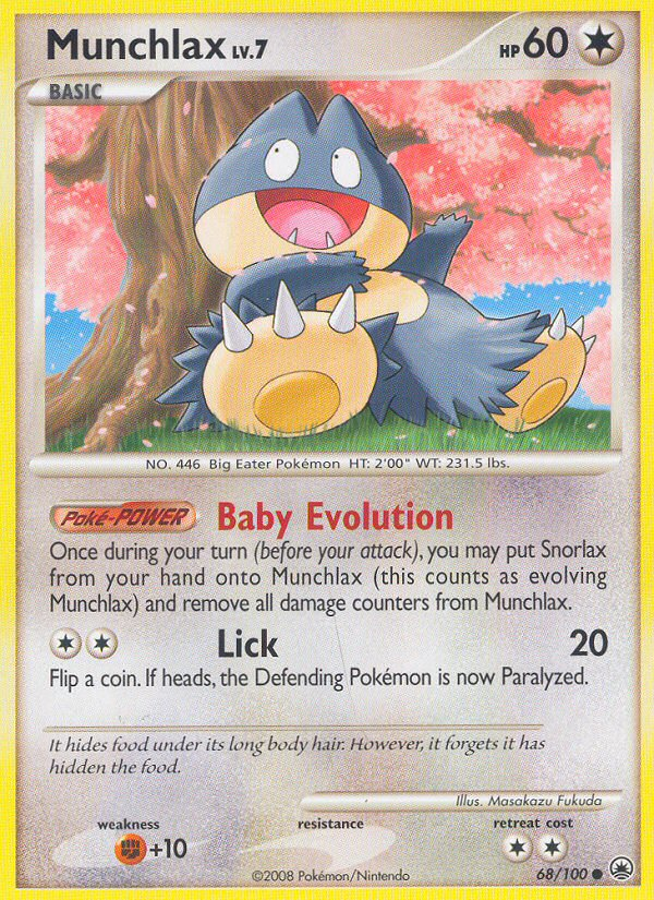 Munchlax 68/100 Pokémon Majestic Dawn (2008) English card — catalogue reference