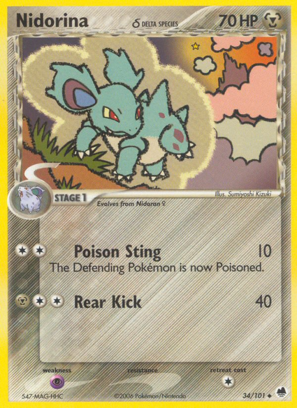 Nidorina δ 34/101 Pokémon EX Dragon Frontiers (2006) English card — catalogue reference