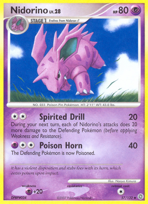 Nidorino 57/132 Pokémon Secret Wonders (2007) English card — catalogue reference