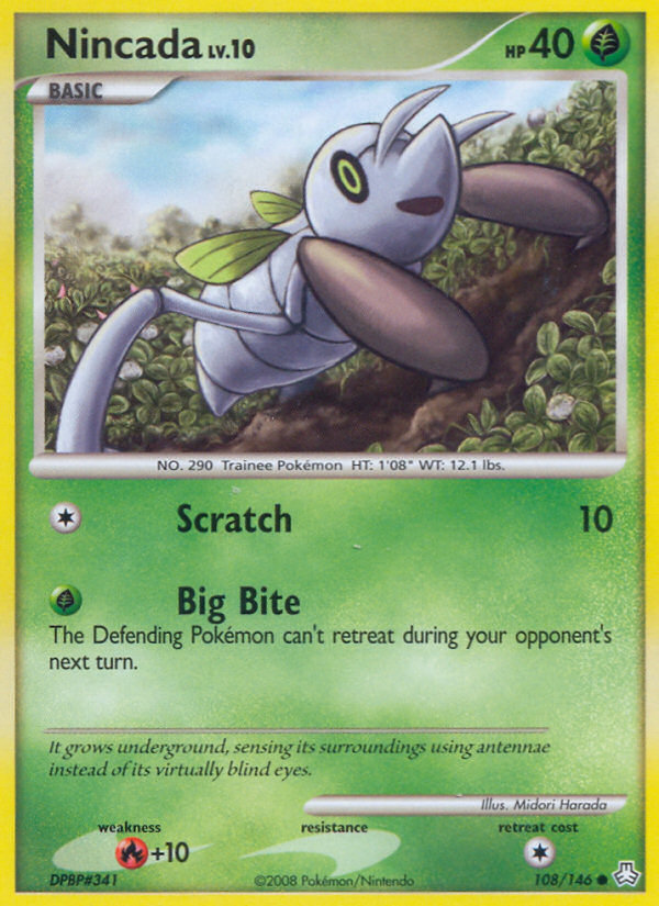 Nincada 108/146 Pokémon Legends Awakened (2008) English card — catalogue reference