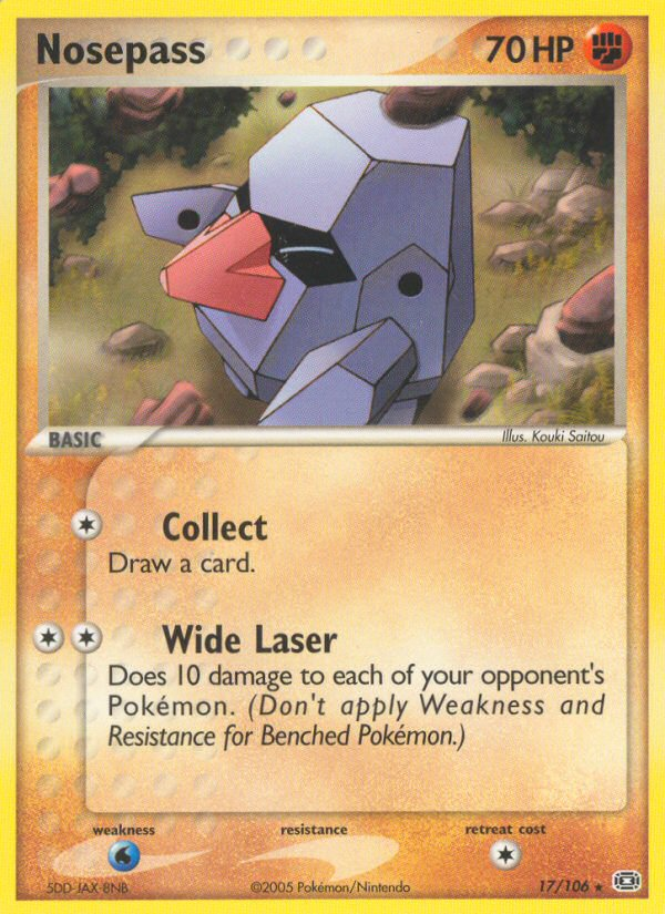 Nosepass 17/106 Pokémon EX Emerald (2005) English card — catalogue reference