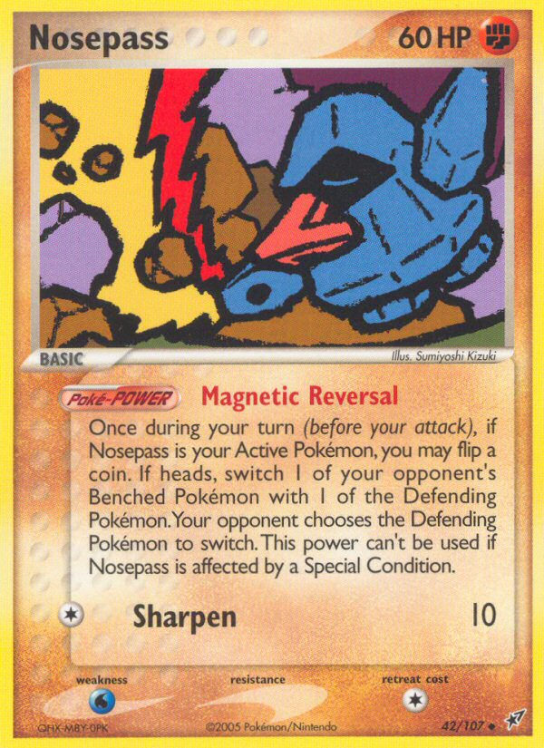 Nosepass 42/107 Pokémon EX Deoxys (2005) English card — catalogue reference