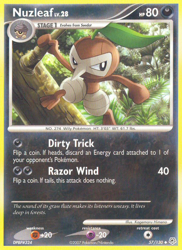 Nuzleaf 57/130 Pokémon Diamond & Pearl (2007) English card — catalogue reference