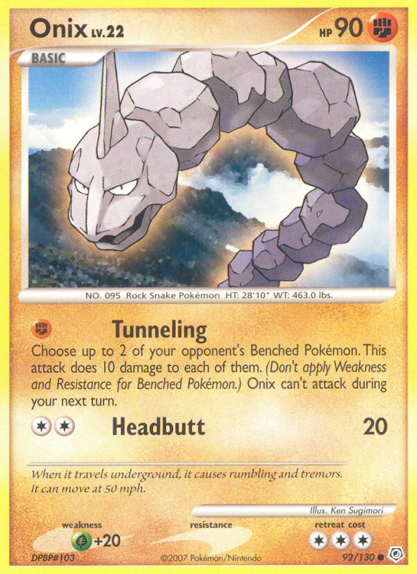 Onix 92/130 Pokémon Diamond & Pearl (2007) English card — catalogue reference