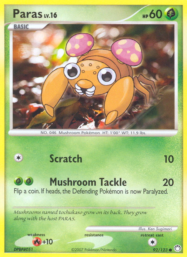 Paras 92/123 Pokémon Mysterious Treasures (2007) English card — catalogue reference