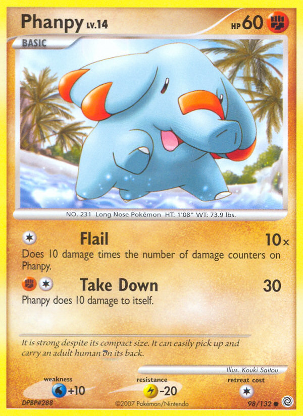 Phanpy 98/132 Pokémon Secret Wonders (2007) English card — catalogue reference