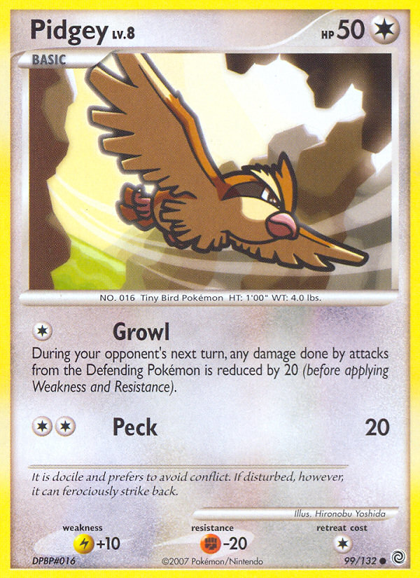 Pidgey 99/132 Pokémon Secret Wonders (2007) English card — catalogue reference