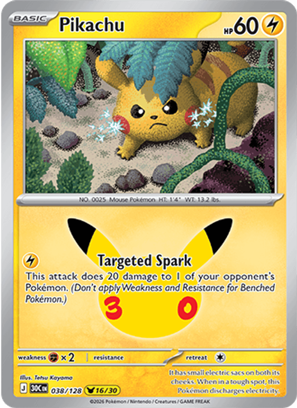 Pikachu 38/128 — Pokémon 30th Celebration catalogue reference