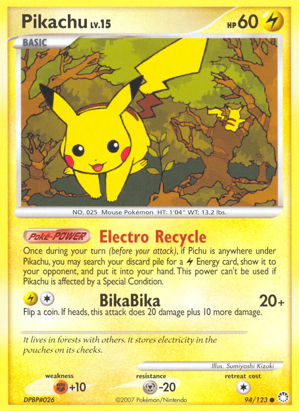 Pikachu 94/123 Pokémon Mysterious Treasures (2007) English card — catalogue reference