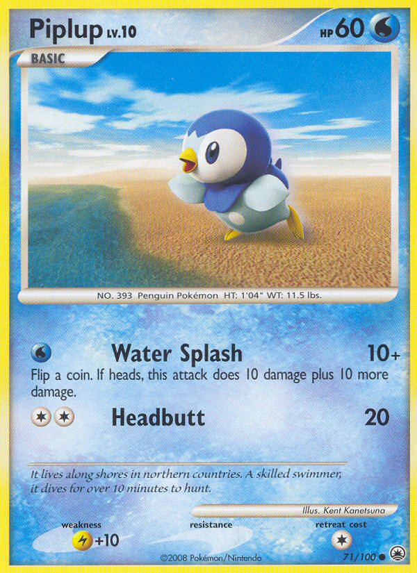 Piplup 71/100 Pokémon Majestic Dawn (2008) English card — catalogue reference