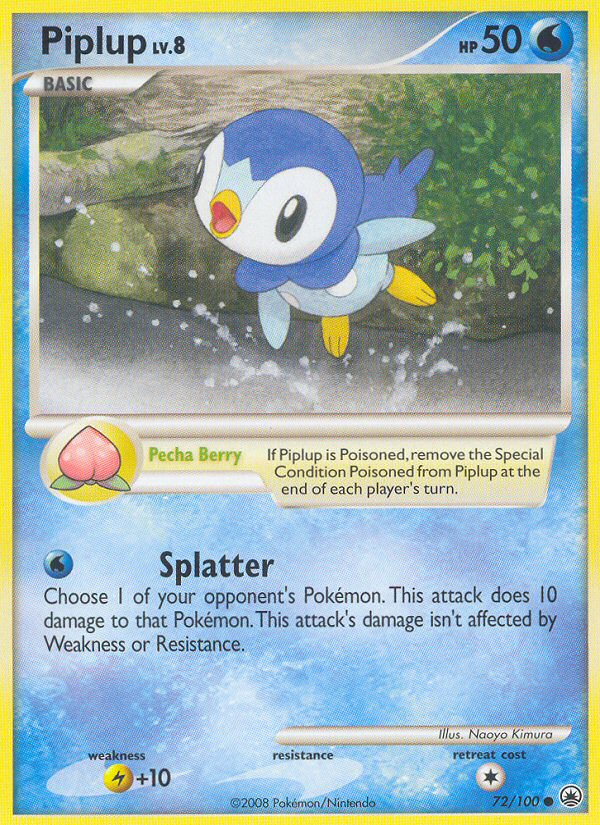 Piplup 72/100 Pokémon Majestic Dawn (2008) English card — catalogue reference