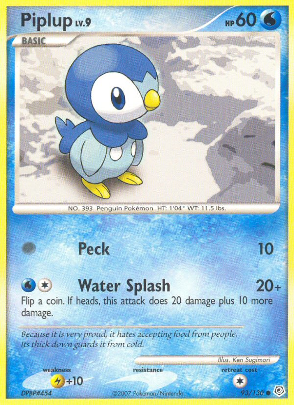 Piplup 93/130 Pokémon Diamond & Pearl (2007) English card — catalogue reference