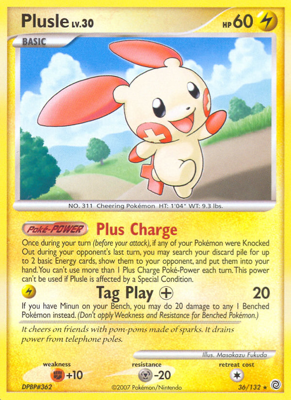 Plusle 36/132 Pokémon Secret Wonders (2007) English card — catalogue reference