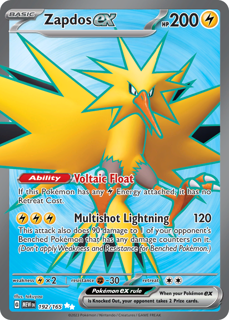 Zapdos ex 192/165 — English Pokémon 151 (2023)