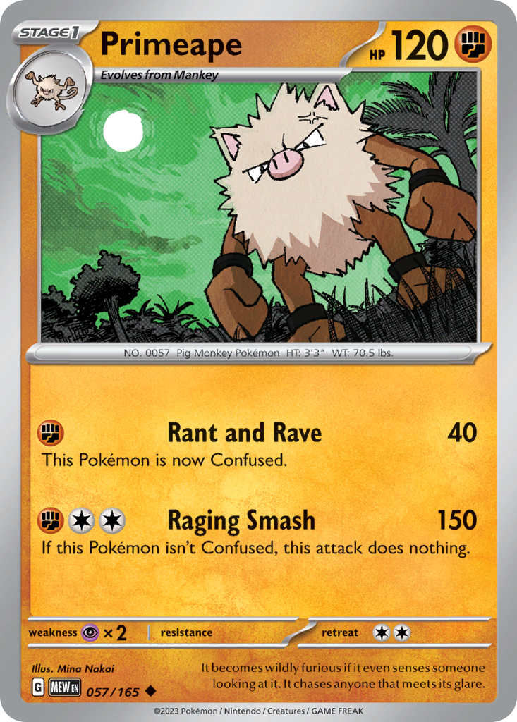 Primeape 57/165 — English Pokémon 151 (2023)