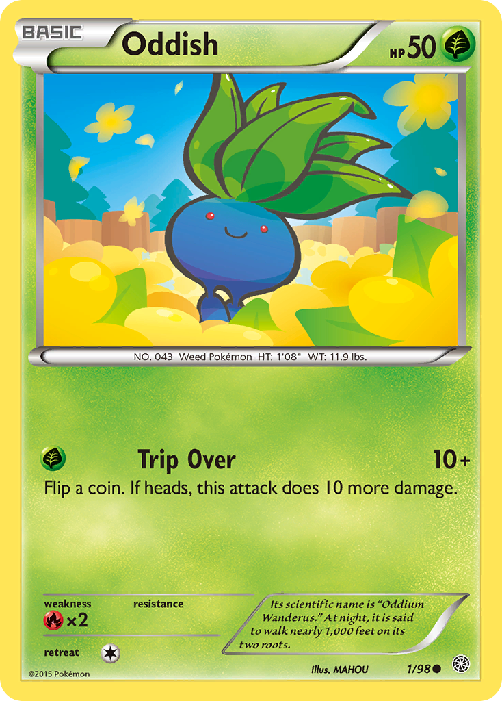 Oddish 1/95 English Pokémon card from Ancient Origins (2015)