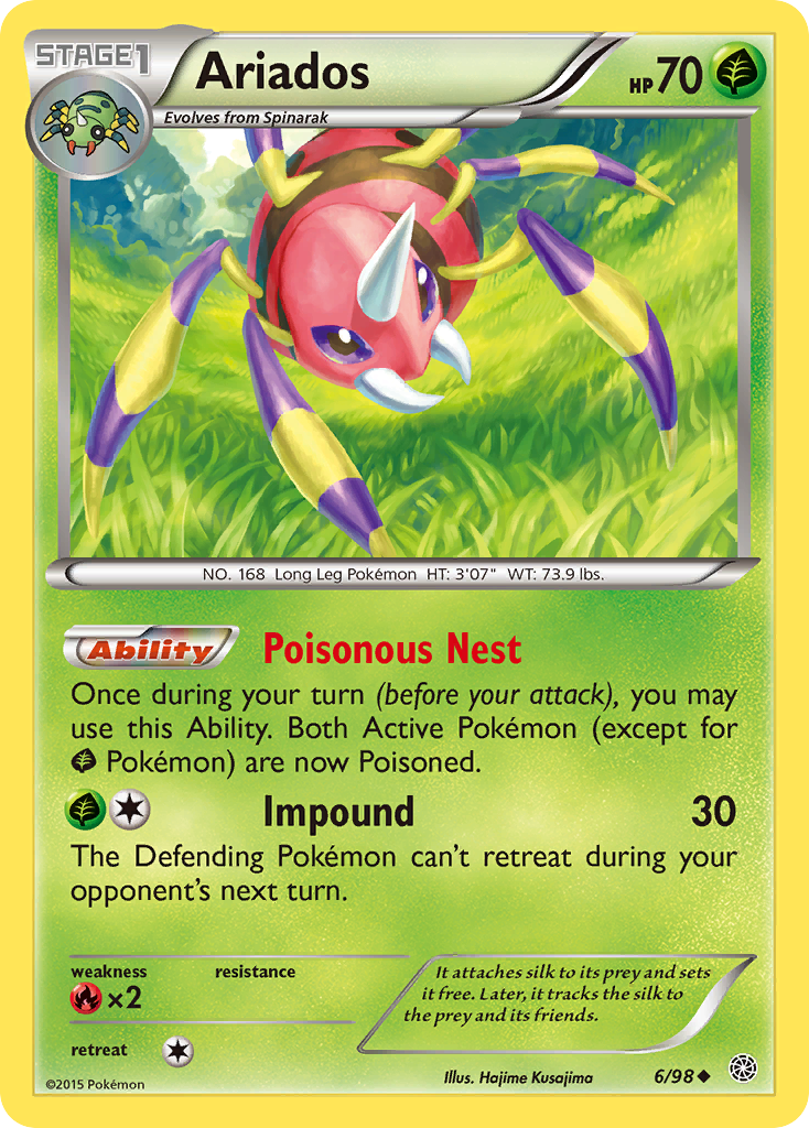 Ariados 6/95 English Pokémon card from Ancient Origins (2015)
