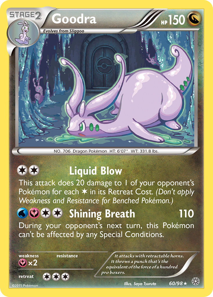 Goodra 60/95 English Pokémon card from Ancient Origins (2015)