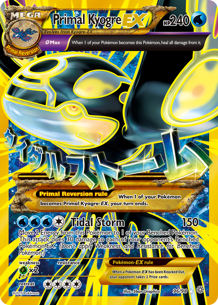Primal Kyogre-EX 96/95 English Pokémon card from Ancient Origins (2015)
