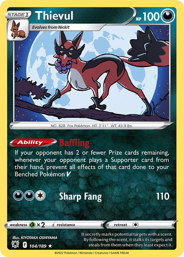 Thievul 104/189 — English Pokémon Astral Radiance (2022)