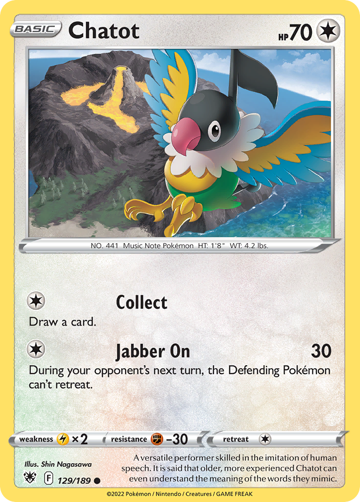 Chatot 129/189 — English Pokémon Astral Radiance (2022)