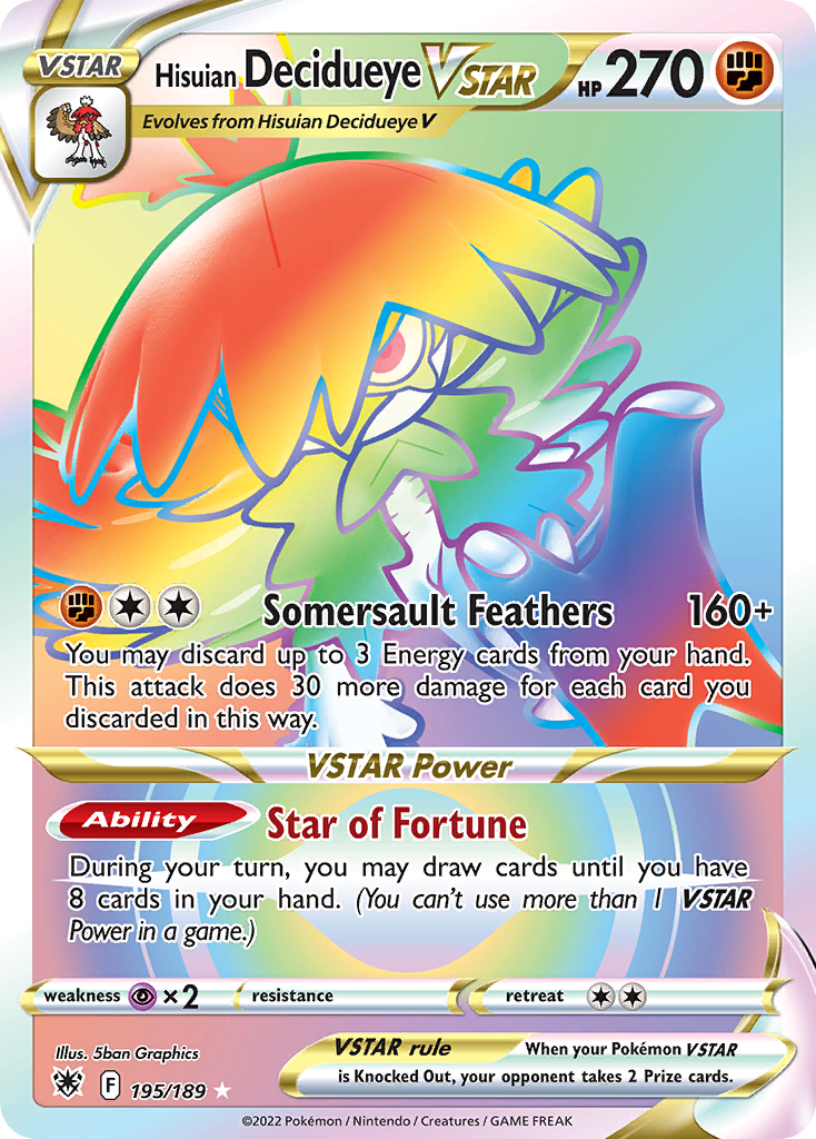 Hisuian Decidueye VSTAR 195/189 — English Pokémon Astral Radiance (2022)