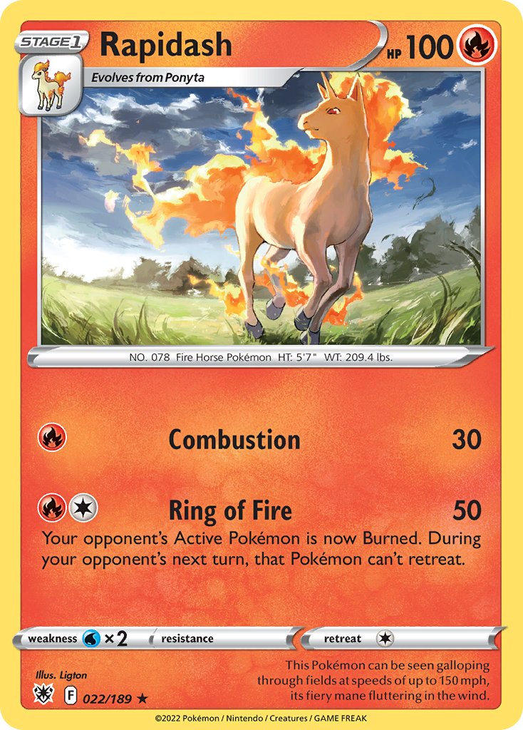 Rapidash 22/189 — English Pokémon Astral Radiance (2022)