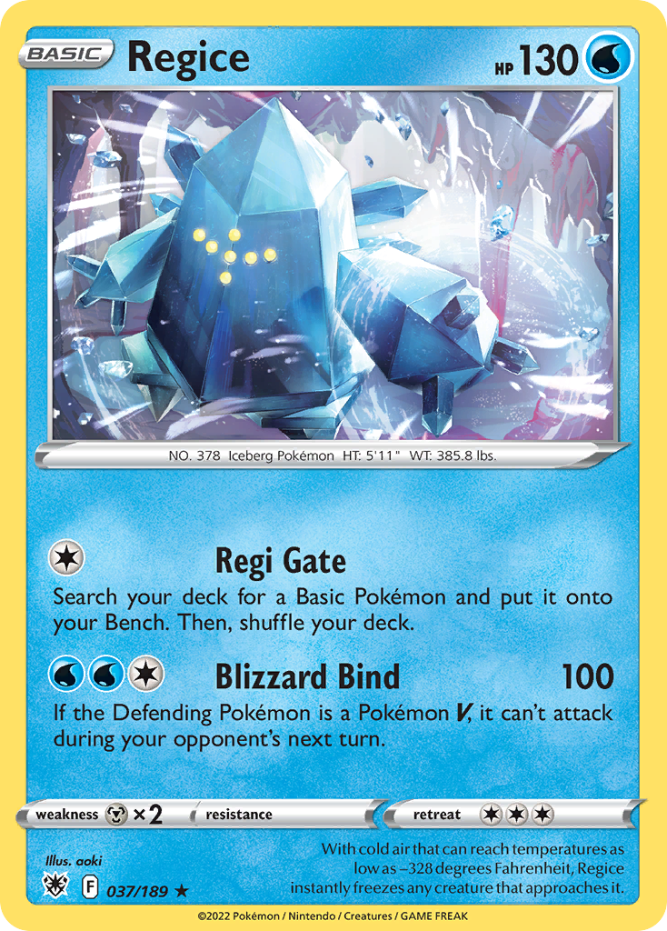 Regice 37/189 — English Pokémon Astral Radiance (2022)