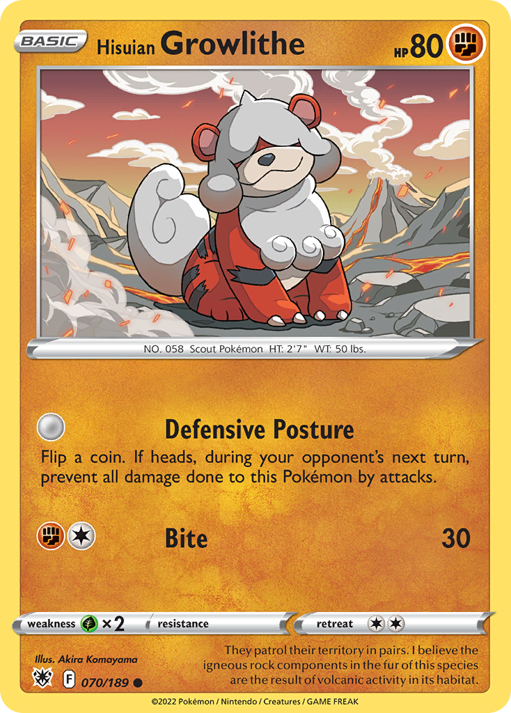 Hisuian Growlithe 70/189 — English Pokémon Astral Radiance (2022)
