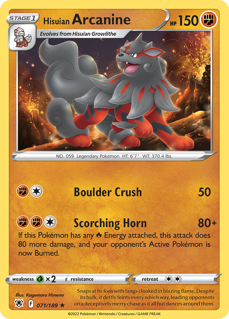 Hisuian Arcanine 71/189 — English Pokémon Astral Radiance (2022)
