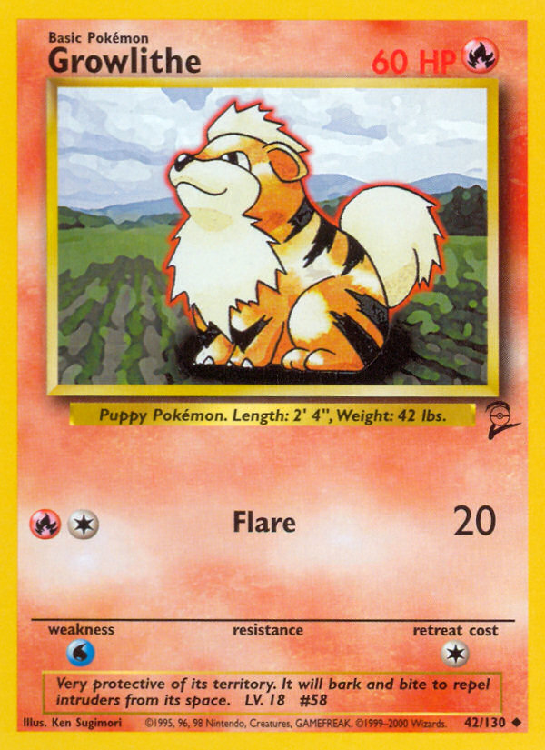 Growlithe 42/130 — Pokémon Base Set 2 card