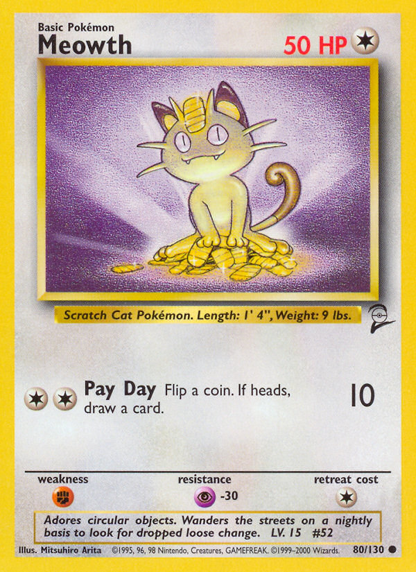 Meowth 80/130 — Pokémon Base Set 2 card
