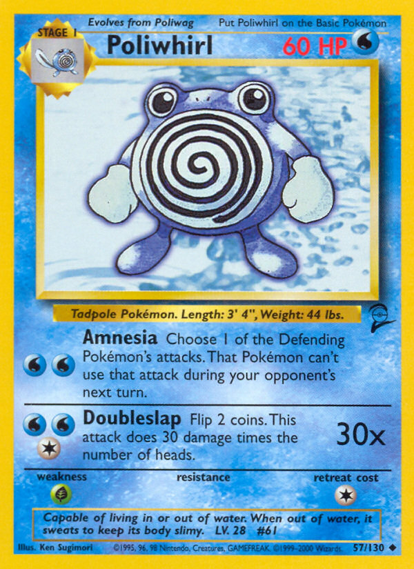 Poliwhirl 57/130 — Pokémon Base Set 2 card